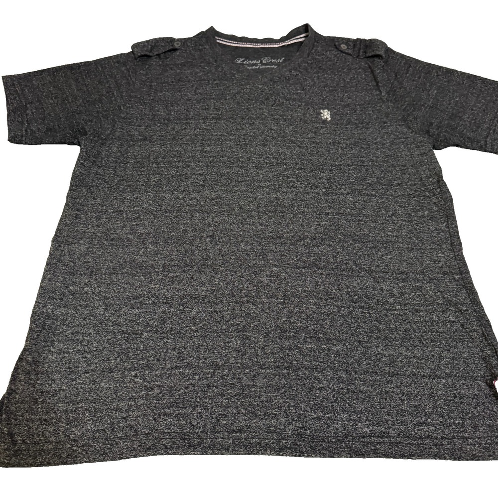 Lions Crest By English Laundry‎ Short Sleeve T-Shirt Gray Men's V-Neck #T9IW02LC